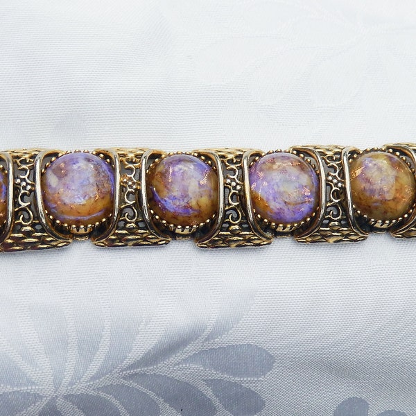 Vintage Mid Century Glass Bracelet Dragons Breath WILD Electric Purple Breath 1950s Hollywood Glamour Designer Arcansas Elizabeth Reimer