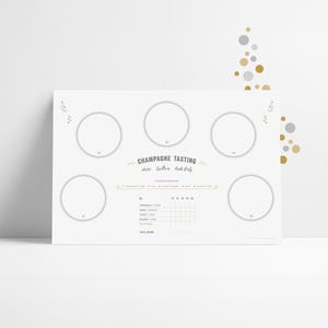 CHAMPAGNE tappetino di volo modificabile / scheda di valutazione della degustazione delle bevande / download immediato / bicchieri di dimensioni standard / eventi nuziali