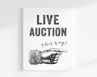 Live Auction Sign Art Print: Directional Hand (Digital Download)