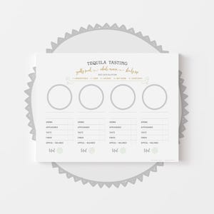 Tapete de voo para degustação de TEQUILA | copos pequenos para shots | cartão de pontuação de tequila | download instantâneo