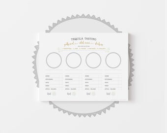TEQUILA tasting flight mat | small, shot glasses | tequila scorecard | instant download