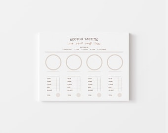 SCOTCH tasting flight mat | scotch scorecard | 4 small, shot glasses | instant download