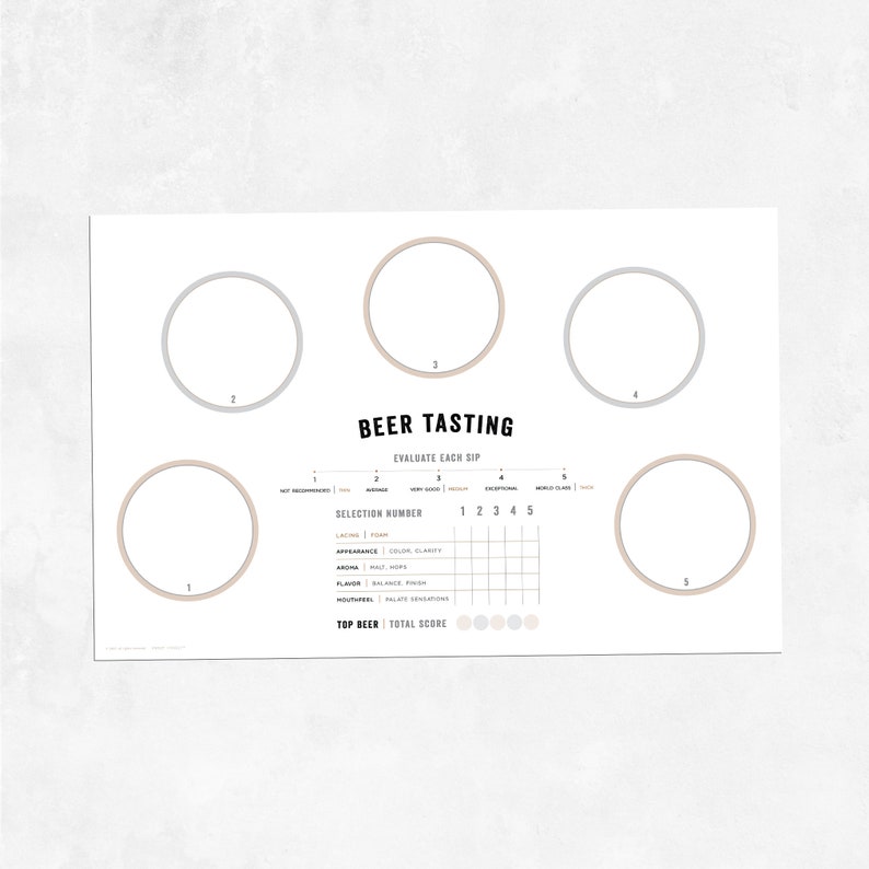 BEER Tasting Flight Score Mat Rate Your Beer Instant Etsy
