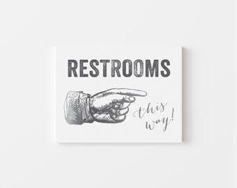 impression WC | panneau directionnel | signe d&#39;art de fête | mariage | événement-bénéfice | téléchargement immédiat