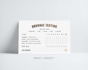 BROWNIE editable scorecard | journal card | tasting party | custom | instant download