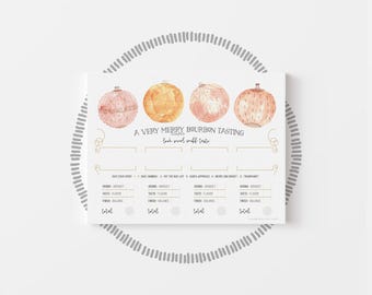BOURBON tasting flight mat game | holiday christmas scorecard | instant download
