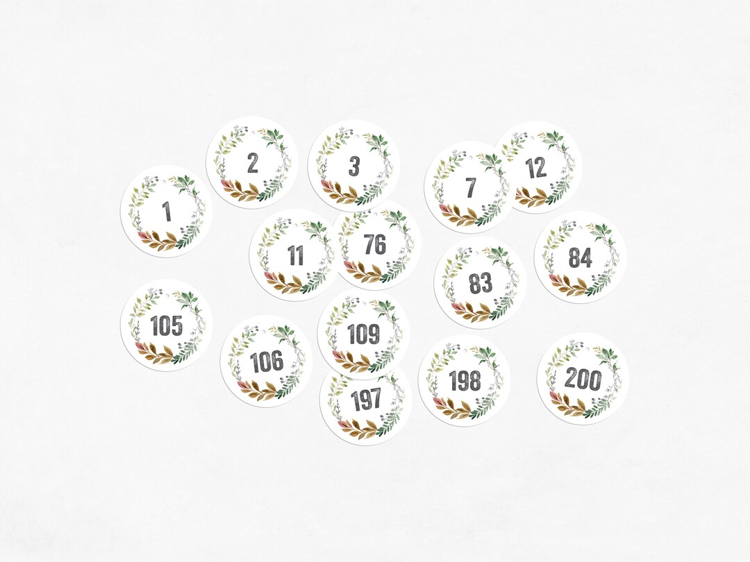 Botanical NUMBER Tags for Charities Wine Grabs Galas Wine Etsy