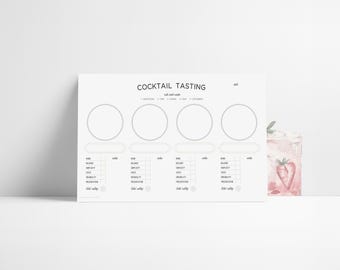 COCKTAIL mixed drink flight mat | editable | tasting scorecard | full-sized glasses | drink challenge
