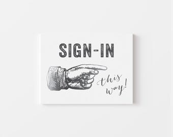 Sign-In Event Poster: Directional Party Art, Charity Auction Decor (Digital Download)