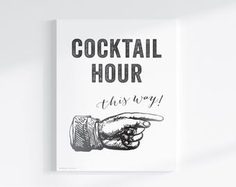HEURE DU COCKTAIL impression | enseigne artistique directionnelle | signe de fête | bar BOISSONS | événement-bénéfice | téléchargement immédiat