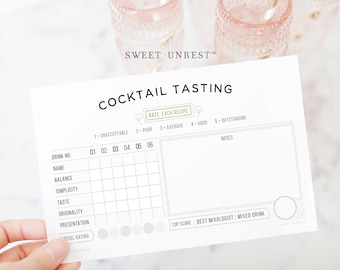 Cocktail Tasting Scorecard: Editable Drink Journal (Instant Download)