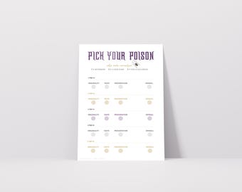 Jeu d&#39;évaluation des cocktails d&#39;HALLOWEEN | Tableau de bord cocktail effrayant à imprimer | téléchargement immédiat