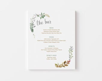 bar sign | botanical party art | the bar | editable | digital download