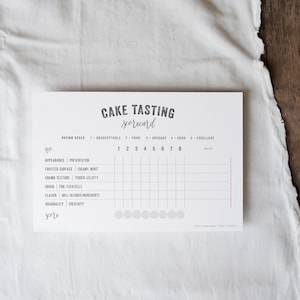 CAKE Editable Scorecard | Journal Card | Tasting Party | Bakery Custom ...