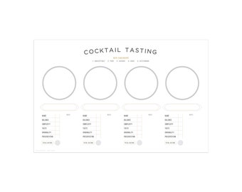 COCKTAIL tasting flight score mat | rate your drink | instant download | full-sized glasses | mixology edition