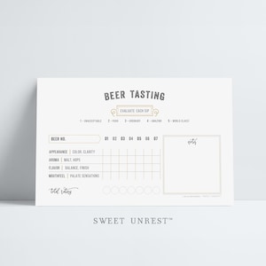 Tarjeta de puntuación editable de CERVEZA / tarjeta de diario de bebidas / fiesta de degustación de cerveza artesanal / personalizada / futuras catas de cerveza / descarga instantánea