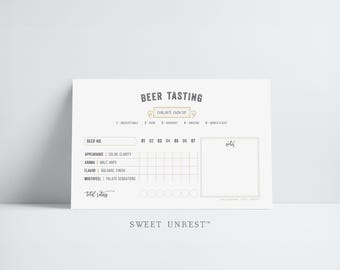 BEER tasting scorecard | editable | drink journal card | instant download