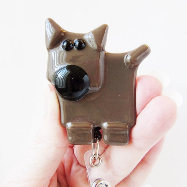 Doberman Dog Lover ID Badge Holder, ID Card Holder, Retractable ID Card, Dog Accessory, Pet Lover Gift, Gift for Dog Lover, Fused Glass Dog