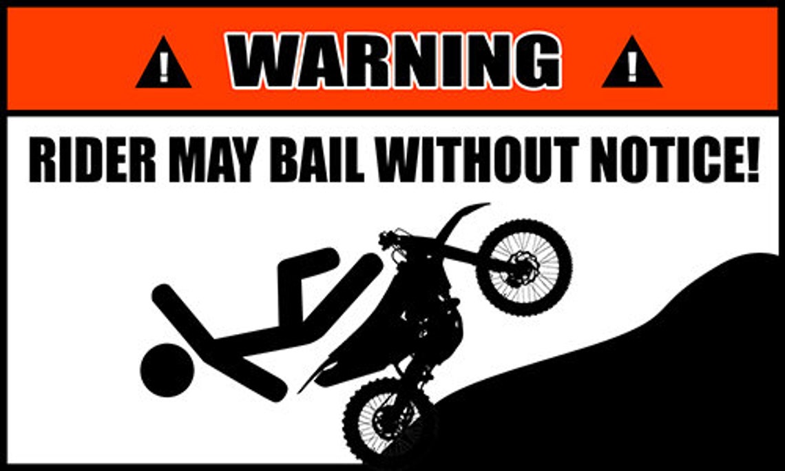Funny Off Road Dirt Bike Stickers Rider May Bail Without Etsy