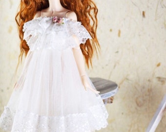 BJD doll slim MSD Minifee clothes beige black white lace dress