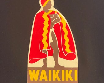 Vintage KING KAMEHAMEHA WAIKIKI Hawaii License Plate Topper Auto Emblem