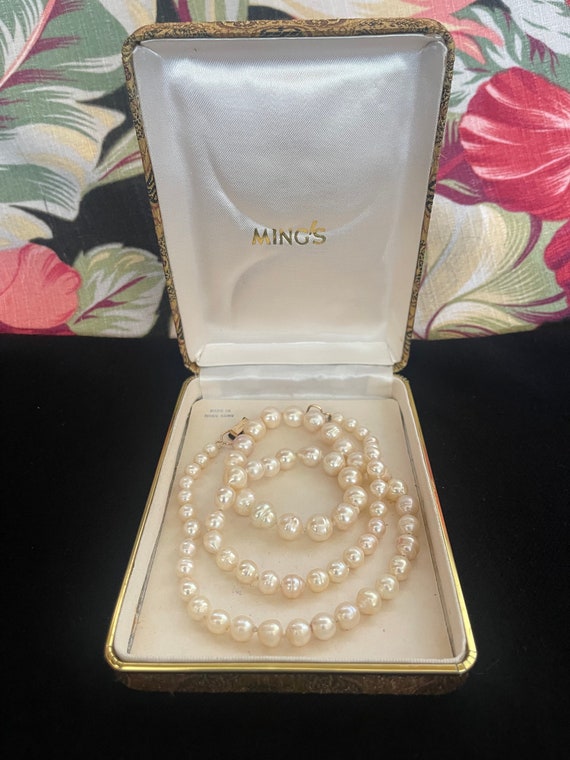 Vintage Ming’s Hawaii Baroque PEARL Necklace 24” W