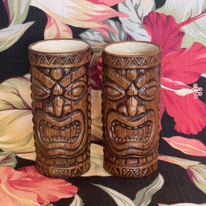 Vintage Treasure Craft Hawaii Ceramic TIKI TUMBLER MUGS Rare