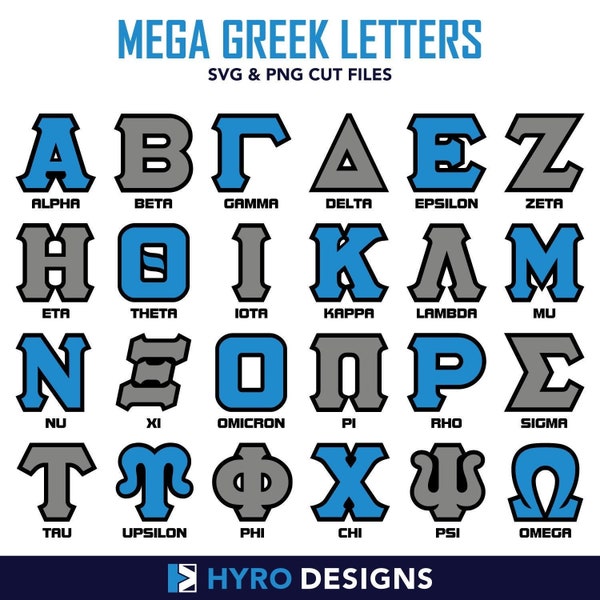 Mega Greek Digital Alphabet Instant Download (PNG & SVG Files) | Greek Apparel | Greek Decals | Greek Stickers