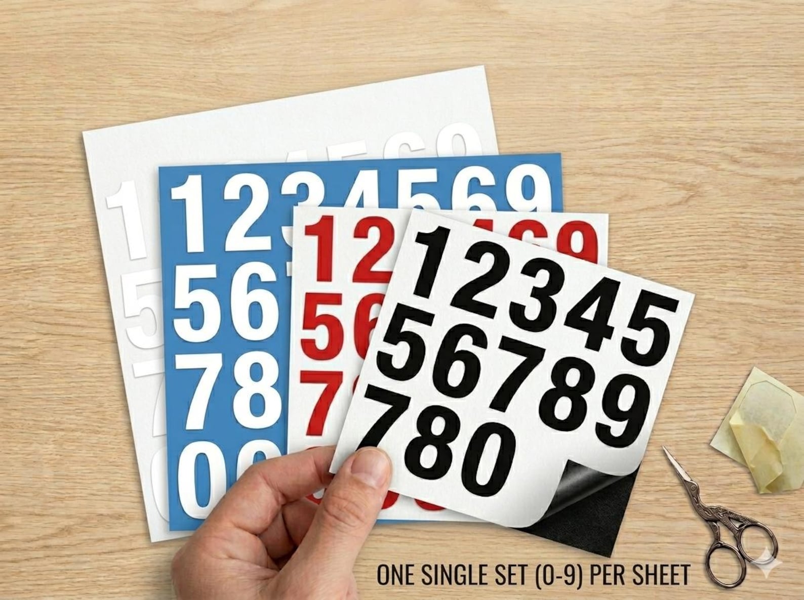 Peel & Stick Vinyl Numbers 0-9 Single Sheets | 1 Inch - 6 Inch Number ...