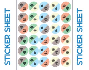 Guild Balls Sticker Sheet | MTG Stickers | Magic The Gathering Stickers | MTG Guilds | Forest, Swamp, Mountain, Plains, Island Stickers