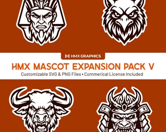 HMX Mascot Erweiterungs Pack 5 | Anpassbare SVG- und PNG-Dateien | Mannschaften, Schulen, Vereine, Esports | Pharao Griffin Minotaurus Samurai