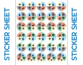 Quint Balls Sticker Sheet | MTG Stickers | Magic The Gathering Stickers | MTG Guilds | Forest, Swamp, Mountain, Plains, Island Stickers