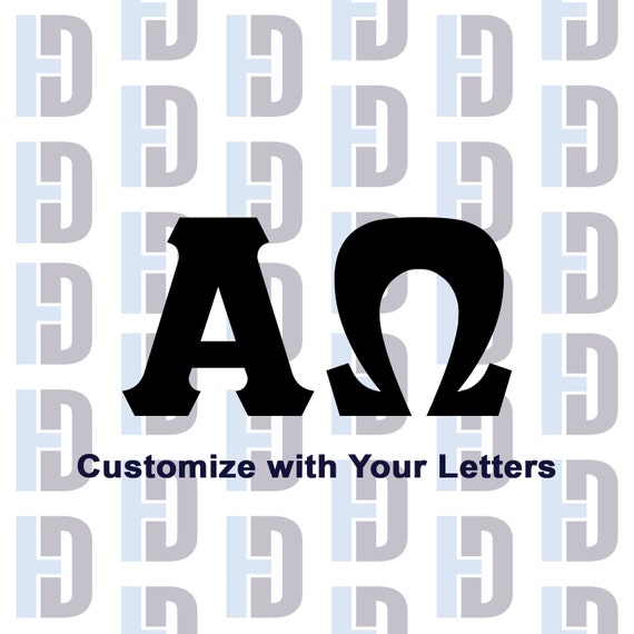 Custom Greek 2 Letter Vinyl Car Decal 1 Color Design Etsy