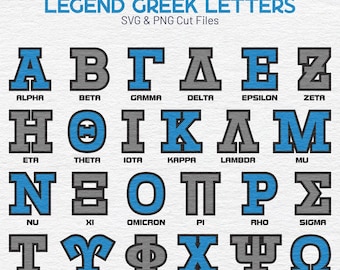 Alfabeto Grego Digital Legend | Arquivos SVG e PNG personalizáveis | Letras para Fraternidades e Sororidades | Download instantâneo