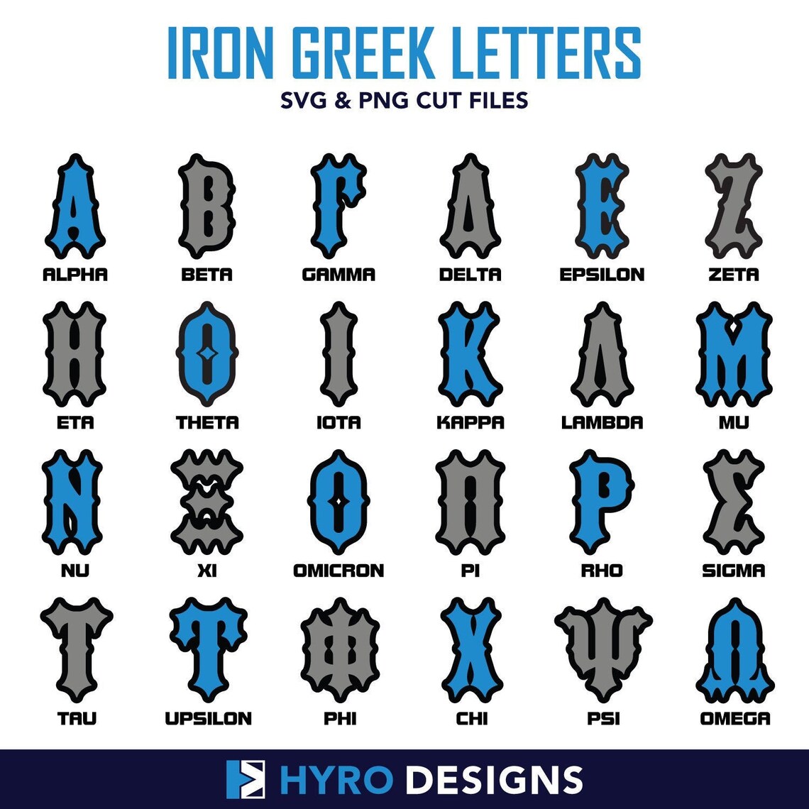 Iron Greek Digital Alphabet Instant Download PNG & SVG Files - Etsy