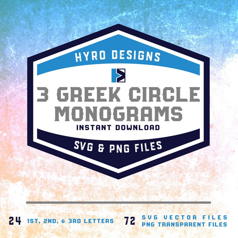 Download 3 Greek Letter Circle Monograms Instant Download PNG & SVG | Etsy
