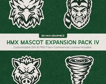HMX Mascot Expansion Pack 4 | Customizable SVG & PNG Files | Teams, Schools, Clubs, Esports | Thunderbird Mountaineer Razorback Cyclone