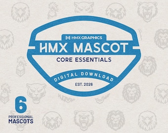 HMX Mascot Core Essentials | Arquivos SVG e PNG personalizáveis | Equipes esportivas, escolas, clubes, eSports | Pacote com 6 mascotes | Leão, Águia, Urso, Pantera