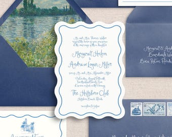 MARGARET | Custom 5 Piece Wedding Invitations, Traditional Calligraphy Wedding Invite, Elegant Wedding, Timeless Invite