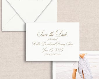 HALLIE | Formal Calligraphy Venue Illustration Save The Date with Photo