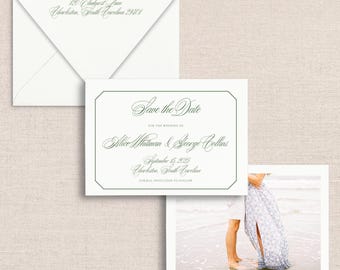 ALICE | Traditional Simple Calligraphy Save The Date with Photo