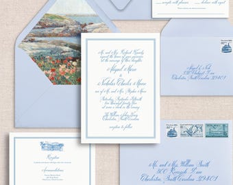 ABIGAIL | Custom 5 Piece Wedding Invitations, Traditional Calligraphy Wedding Invite, Elegant Wedding, Timeless Invite