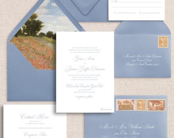 GRACE | Custom 5 Piece Wedding Invitations, Traditional Calligraphy Wedding Invite, Elegant Wedding, Timeless Invite