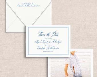 ABIGAIL | Formal Calligraphy Venue Illustration Save The Date with Photo