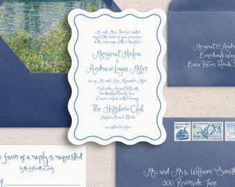 MARGARET | Custom 4 Piece Wedding Invitations, Traditional Calligraphy Wedding Invite, Elegant Wedding, Timeless Invite