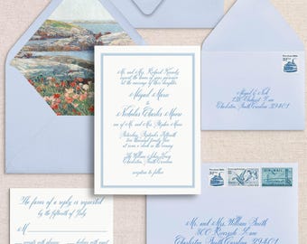 ABIGAIL | Custom 4 Piece Wedding Invitations, Traditional Calligraphy Wedding Invite, Elegant Wedding, Timeless Invite