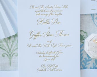 HALLIE | Custom 5 Piece Wedding Invitations, Traditional Calligraphy Wedding Invite, Elegant Wedding, Timeless Invite