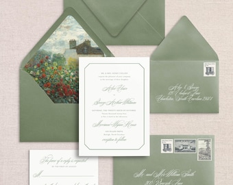 ALICE | 4 Piece Wedding Invitation, Traditional Invitation Suite, Heirloom Style Wedding Invitations, Timeless Wedding