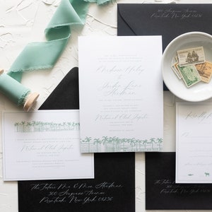 MADISON | Custom Timeless Venue Sketch 4 Piece Wedding Invitations; Classic Wedding Invitation, Modern, Minimalist Wedding