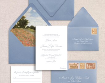 GRACE | Custom 4 Piece Wedding Invitations, Traditional Calligraphy Wedding Invite, Elegant Wedding, Timeless Invite